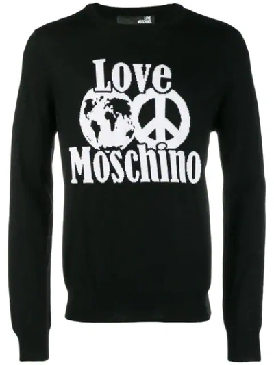 Love Moschino Logo Intarsia Jumper In Black