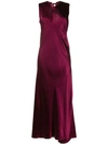 Ann Demeulemeester Long Satin Dress In 040 Cyclamen