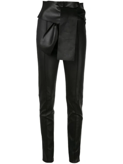 Valentino Vltn Slim Leather Trousers In Black