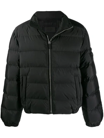 Prada Feather Down Zipped Puffer Jacket In Black