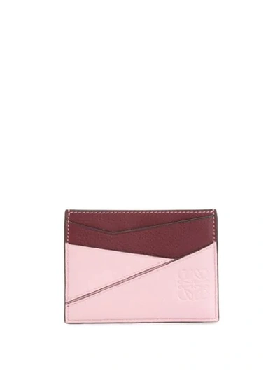 Loewe Puzzle Two-tone Leather Card Holder  In Pink