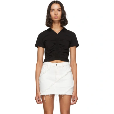 Alexander Wang T Alexanderwang.t Black Cropped Ruched T-shirt In 001 Black