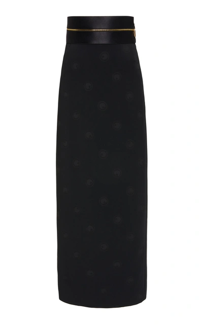 Brandon Maxwell Embroidered Zip-detailed Crepe Pencil Skirt In Black