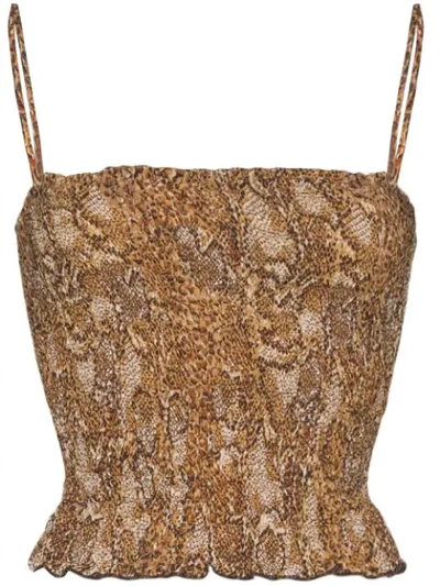 Nanushka Matea Snake Print Top In Brown