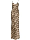 Nili Lotan Snake-print Silk-satin Maxi Dress In Brown