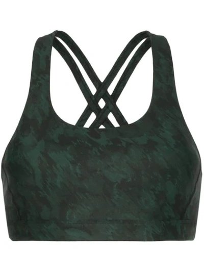 Nimble Activewear Double Tempo Printed Sports Bra In Green