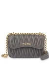 Miu Miu Matelassé Texture Shoulder Bag In Grau