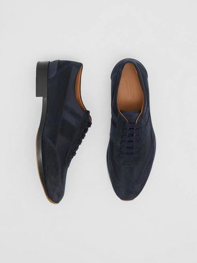 Burberry Neoprene Panel Suede Lace-up Shoes In Navy