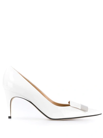 Sergio Rossi Embellished Patent-leather Pumps In White