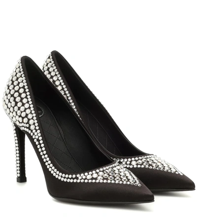 Balmain Misha Crystal-embellished Velvet Pumps In Black