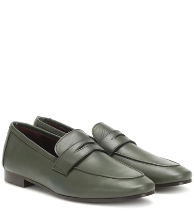 Bougeotte Flaneur Leather Loafers In Green