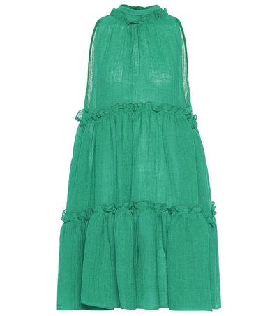 Lisa Marie Fernandez Erica Linen-blend Gauze Minidress In Green