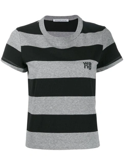 Alexander Wang Striped Short-sleeve T-shirt In Charcoal/black