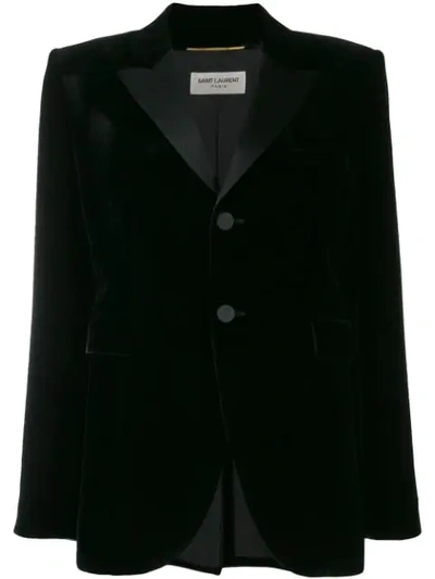 Saint Laurent Velvet Tailored Blazer In Black