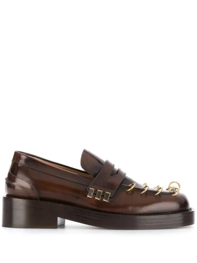 Marni Ring-detail Loafers In Brown