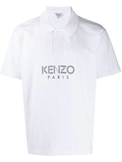 Kenzo Logo Printed Polo Shirt In White