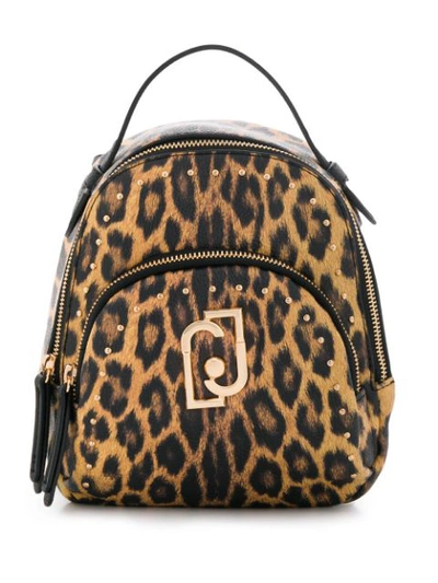 Liu •jo Mini Leopard Print Backpack In Neutrals