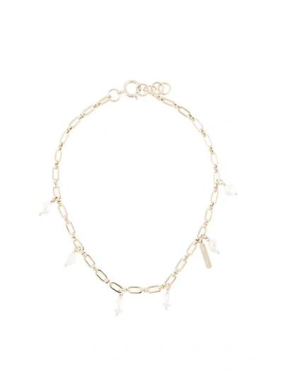 Justine Clenquet Lila Drop Pearl Choker In Silver