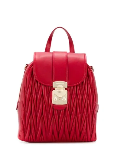 Miu Miu Matelassé Backpack In Red