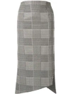 Silvia Tcherassi Houndstooth Asymmetric Midi Skirt In Grey