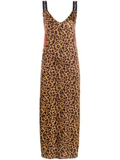 Marcelo Burlon County Of Milan Leopard-print Slip Dress In Brown