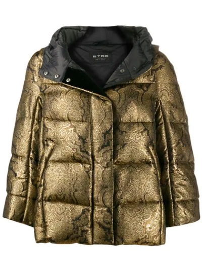 Etro Golden Jacquard Puffer Jacket