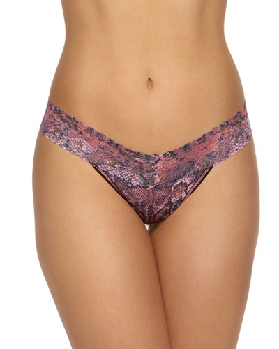 Hanky Panky Printed Signature Lace Low-rise Thong In Pink Python