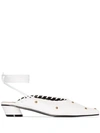Reike Nen Sue 30mm Studded Ankle-tie Mules In White