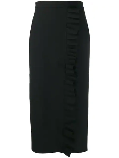 Msgm Ruched Midi Skirt In Black