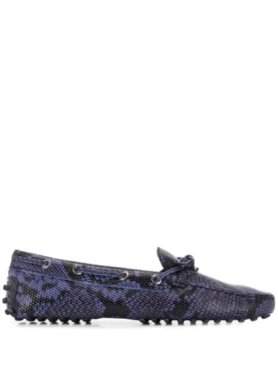 Tod's Snakeskin Effect Loafers In Blue