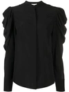 Alexander Mcqueen Ruffle Shoulder Blouse In Black