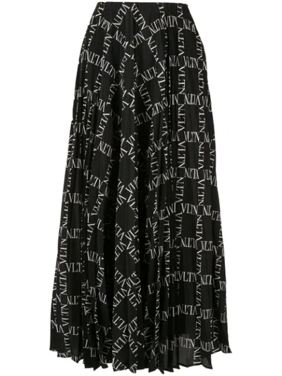 Valentino Vltn Print Skirt In Black