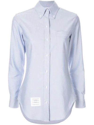 Thom Browne Buttoned Collar Shirt In Light Grey