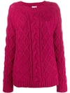Semicouture Chunky Cable Knit Jumper In Red