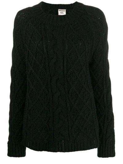 Semicouture Chunky Cable Knit Jumper In Y69 Nero