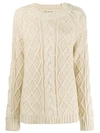 Semicouture Chunky Cable Knit Jumper In B60 Panna
