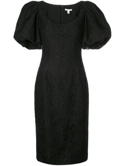 Zac Zac Posen Terry Lace Puff-sleeve Cocktail Dress In Black