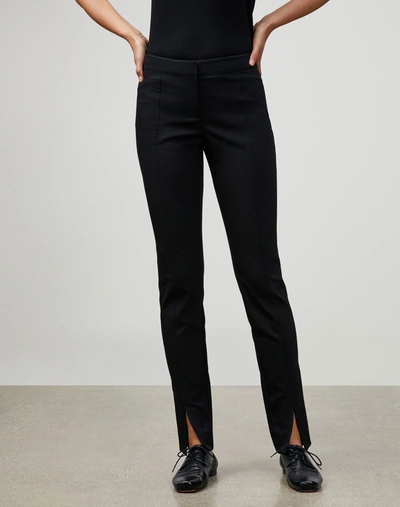 Lafayette 148 Waldorf Acclaimed Stretch Slim Pants W/ Front Slit In Black
