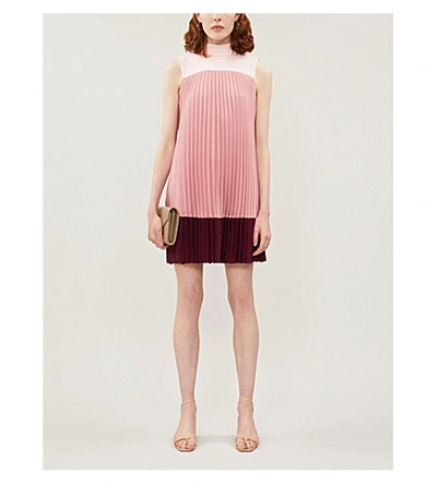 Ted Baker Ombraya Pleated Woven Mini Dress In Oxblood