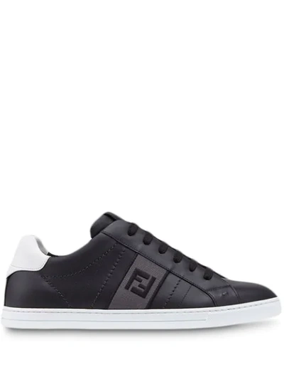 Fendi Logo-print Leather Trainers In Black