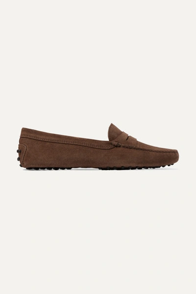Tod's Mocassino Suede Loafers In Brown