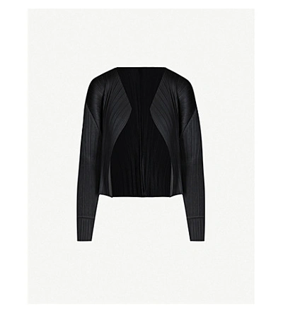Issey Miyake Basics Pleated Knitted Jersey Jacket In Black