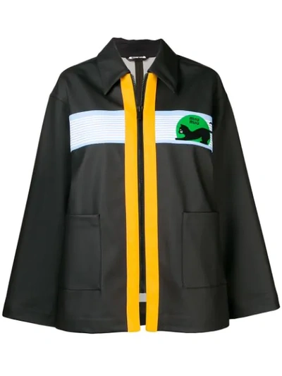 Miu Miu Contrast Zip Jacket In Black