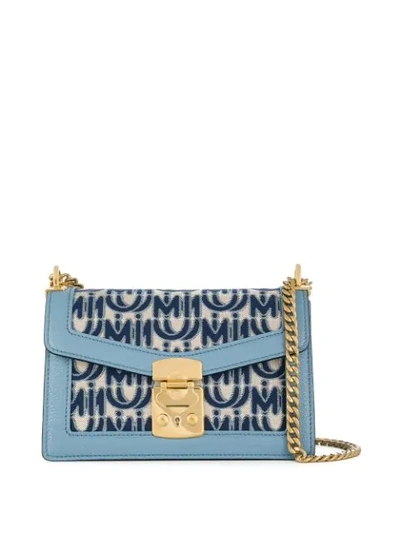 Miu Miu Confidential Logo-jacquard Shoulder Bag In Light Blue