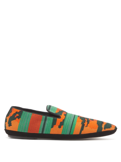 Loewe Tiger-effect Woven Loafers In Orange