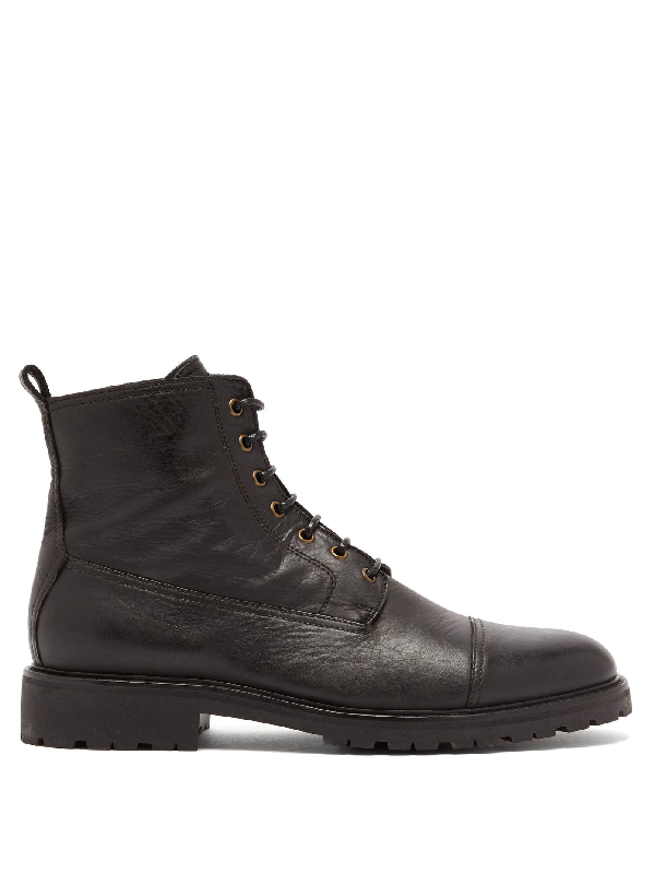 Belstaff Alperton Grained-leather Lace-up Boots In Black | ModeSens