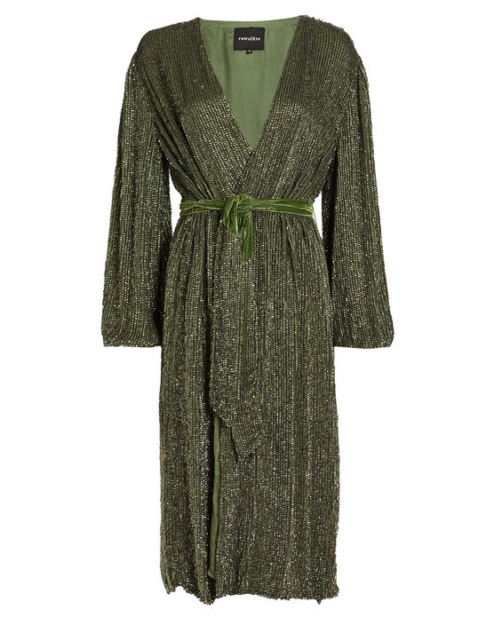 RetrofÉTe RetrofÊTe Audrey Sequin Wrap Dress In Green | ModeSens