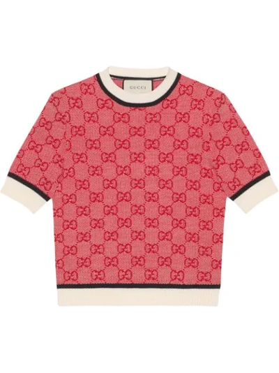 Gucci Gg Logo Jacquard Sweater In Red