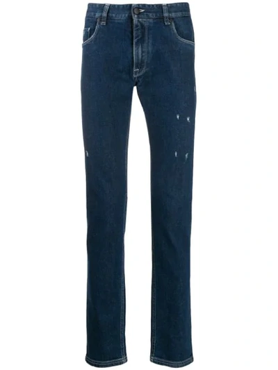 Fendi Diabolic Eyes Slim-fit Jeans In Blue