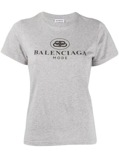 Balenciaga Woman Regular Fit Bb Logo Grey T-shirt In Grigio